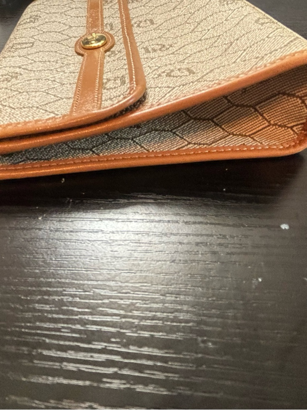 Pristine Vintage Christian Dior Honeycomb Canvas Convertible Clutch/Crossbody - Picture 3 of 10